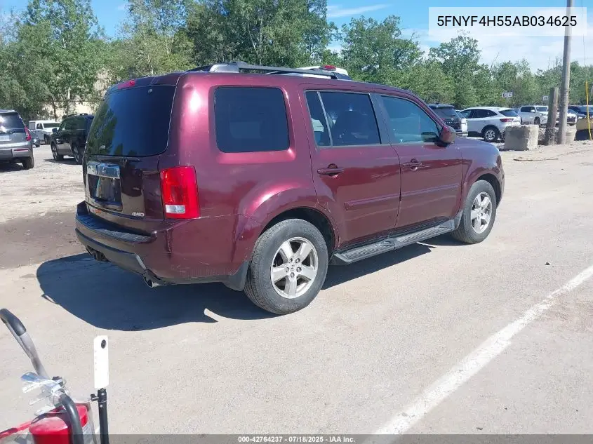 2010 Honda Pilot Ex-L VIN: 5FNYF4H55AB034625 Lot: 42764237