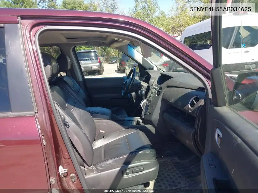 2010 Honda Pilot Ex-L VIN: 5FNYF4H55AB034625 Lot: 42764237