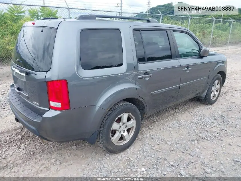2010 Honda Pilot Ex VIN: 5FNYF4H49AB003837 Lot: 42782131