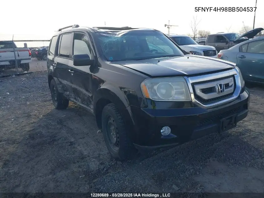 2011 Honda Pilot VIN: 5FNYF4H98BB504537 Lot: 12280689