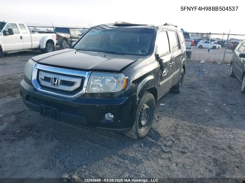 2011 Honda Pilot VIN: 5FNYF4H98BB504537 Lot: 12280689