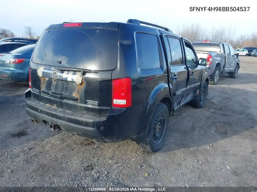 2011 Honda Pilot VIN: 5FNYF4H98BB504537 Lot: 12280689
