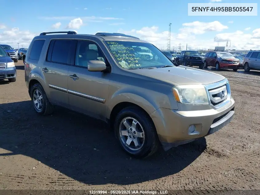 2011 Honda Pilot Touring VIN: 5FNYF4H95BB505547 Lot: 12319994