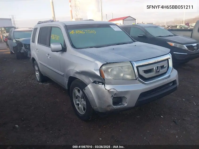 2011 Honda Pilot Ex-L VIN: 5FNYF4H65BB051211 Lot: 41867510