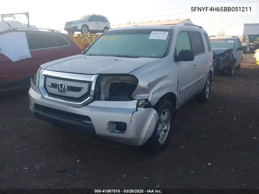 2011 Honda Pilot Ex-L VIN: 5FNYF4H65BB051211 Lot: 41867510