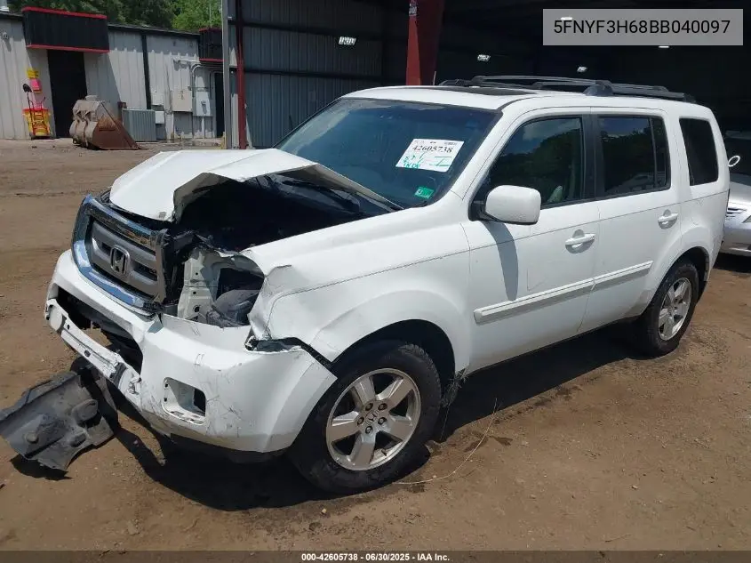 2011 Honda Pilot Ex-L VIN: 5FNYF3H68BB040097 Lot: 42605738