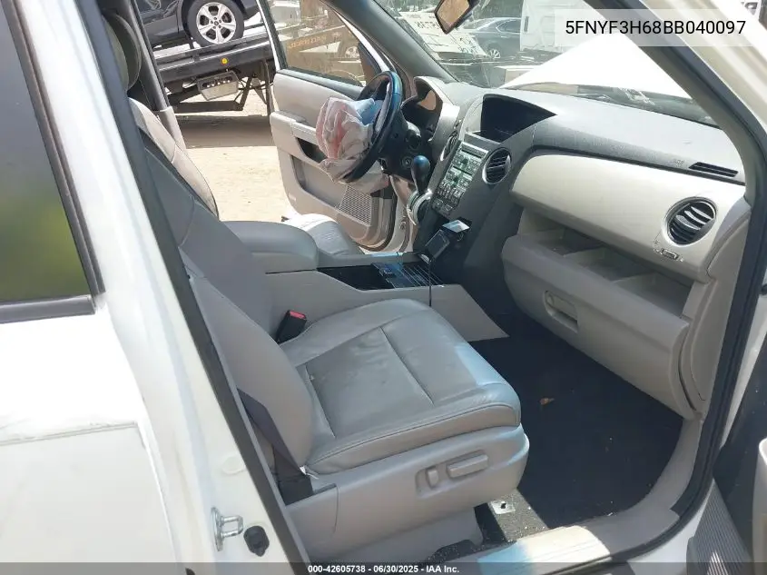 2011 Honda Pilot Ex-L VIN: 5FNYF3H68BB040097 Lot: 42605738