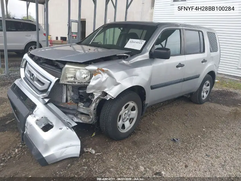 2011 Honda Pilot Lx VIN: 5FNYF4H28BB100284 Lot: 42614111