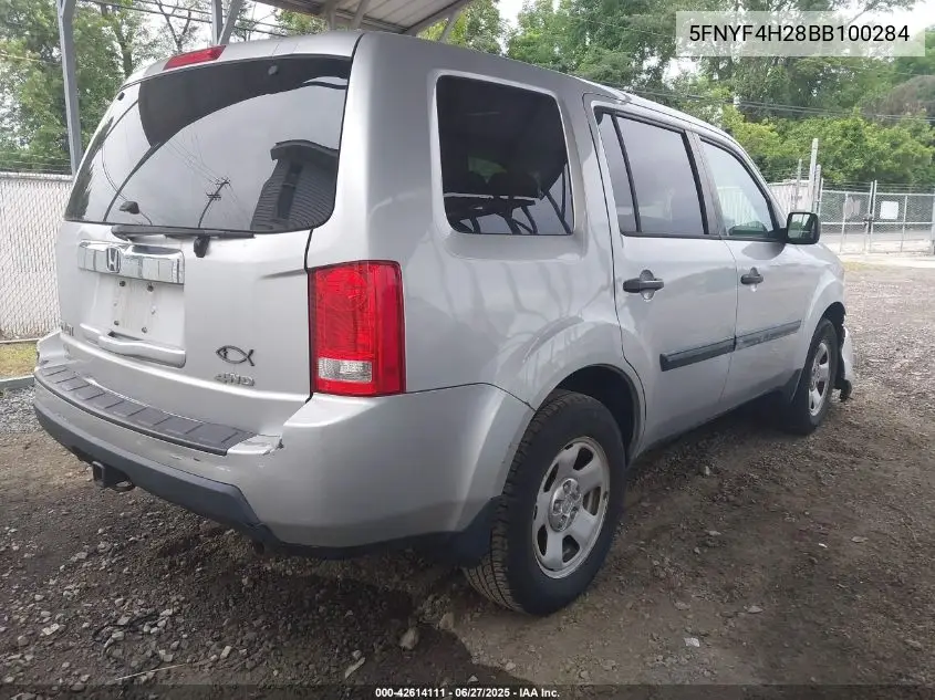 2011 Honda Pilot Lx VIN: 5FNYF4H28BB100284 Lot: 42614111