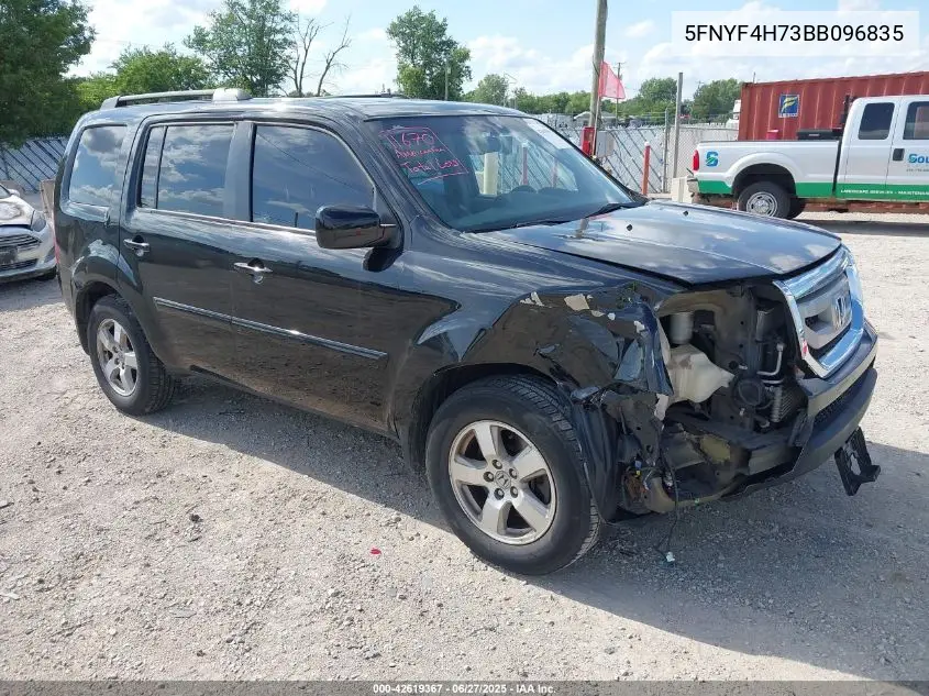 2011 Honda Pilot Ex-L VIN: 5FNYF4H73BB096835 Lot: 42619367