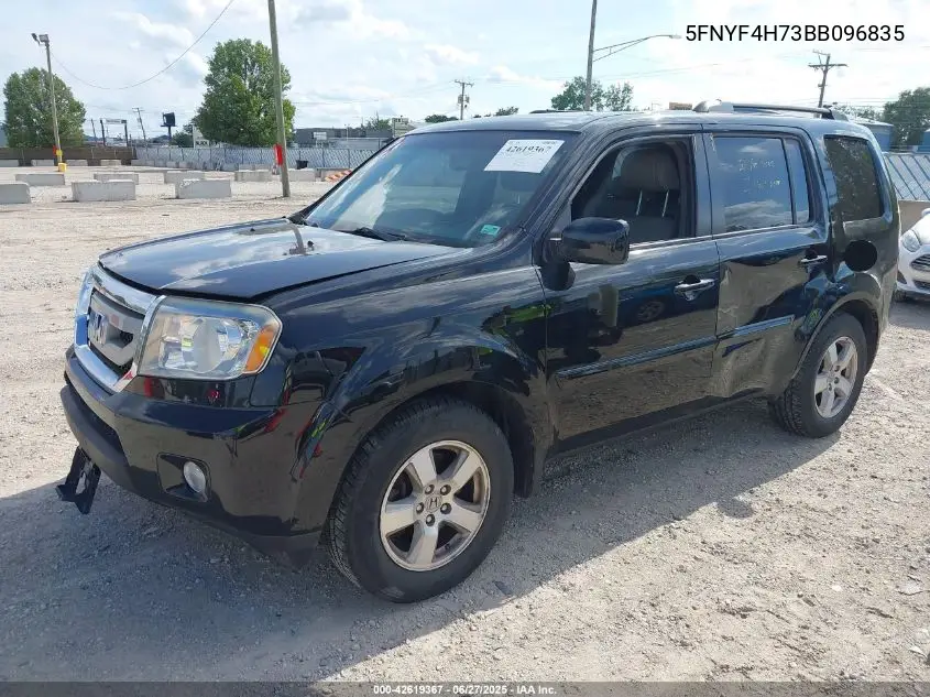 2011 Honda Pilot Ex-L VIN: 5FNYF4H73BB096835 Lot: 42619367