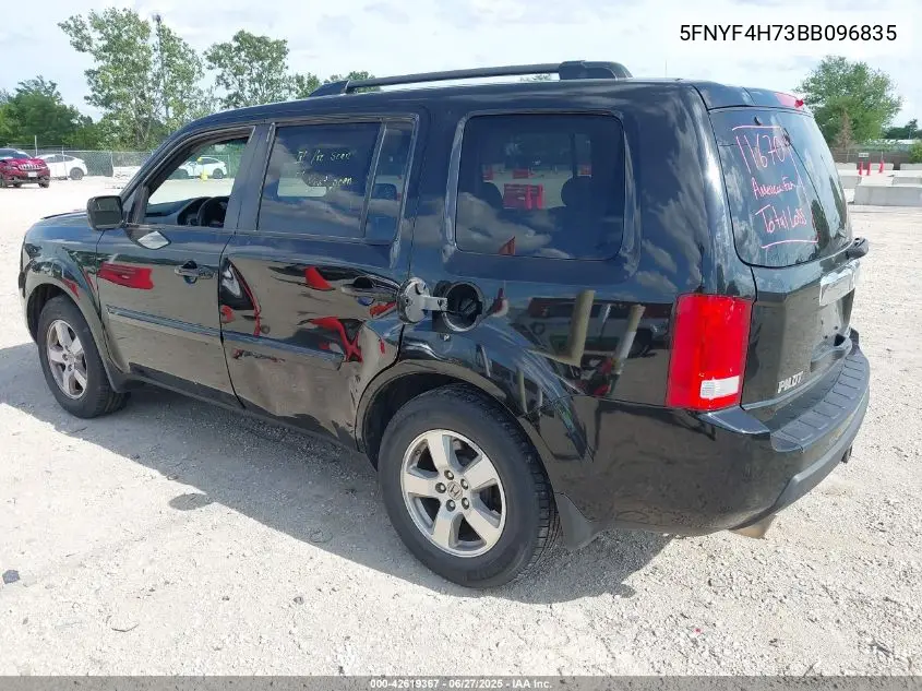 2011 Honda Pilot Ex-L VIN: 5FNYF4H73BB096835 Lot: 42619367
