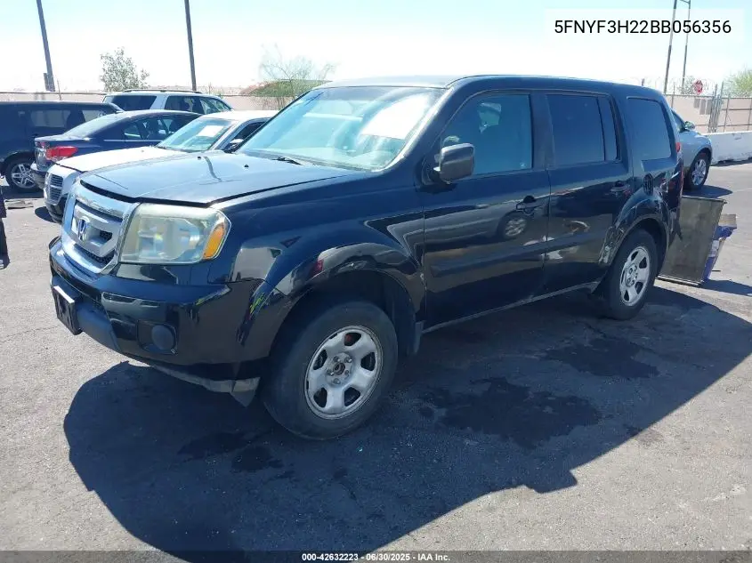 2011 Honda Pilot Lx VIN: 5FNYF3H22BB056356 Lot: 42632223