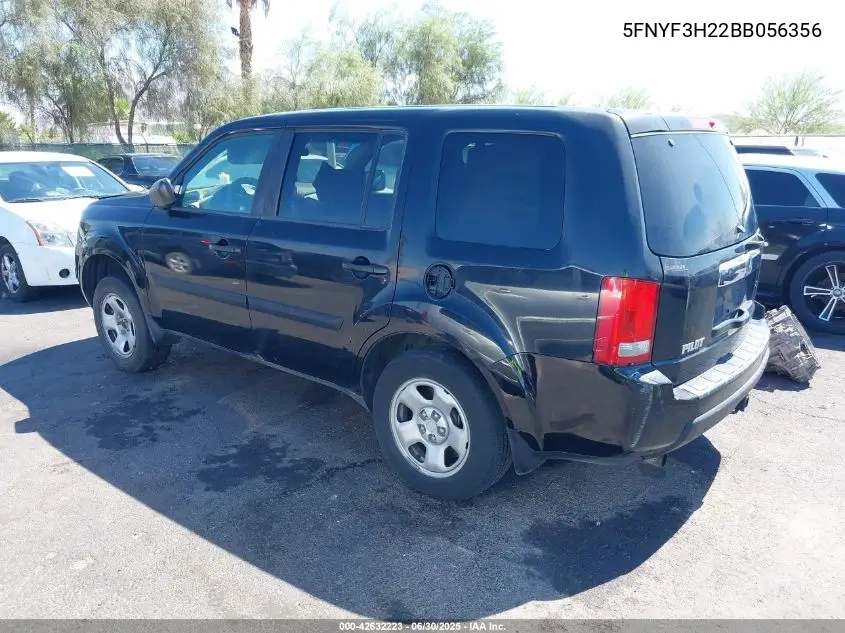 2011 Honda Pilot Lx VIN: 5FNYF3H22BB056356 Lot: 42632223