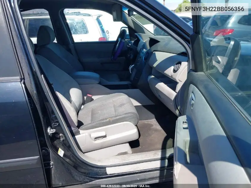 2011 Honda Pilot Lx VIN: 5FNYF3H22BB056356 Lot: 42632223