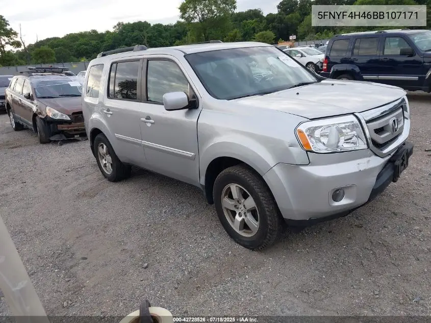 2011 Honda Pilot Ex VIN: 5FNYF4H46BB107171 Lot: 42728526