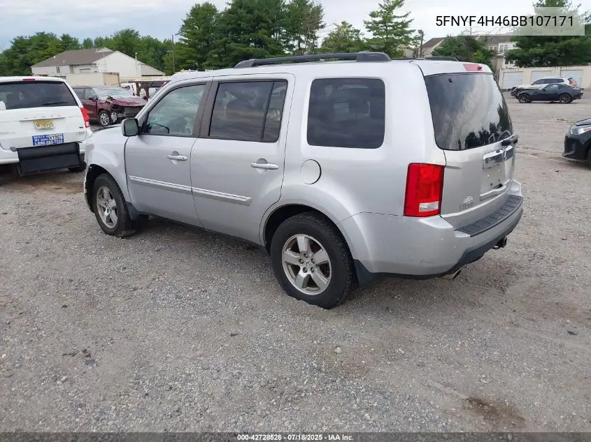 2011 Honda Pilot Ex VIN: 5FNYF4H46BB107171 Lot: 42728526