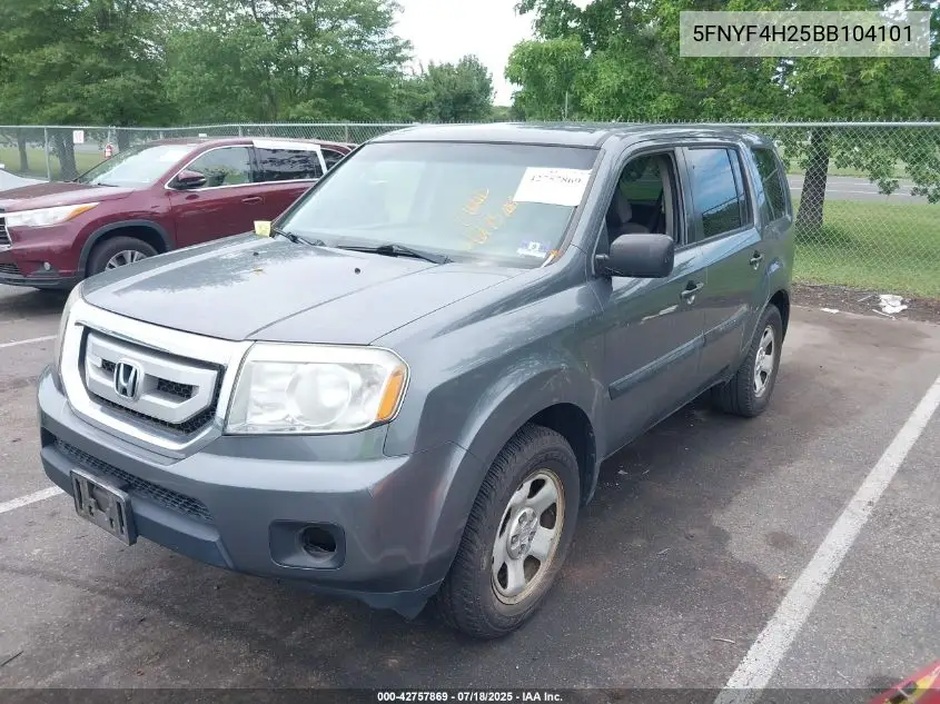 2011 Honda Pilot Lx VIN: 5FNYF4H25BB104101 Lot: 42757869