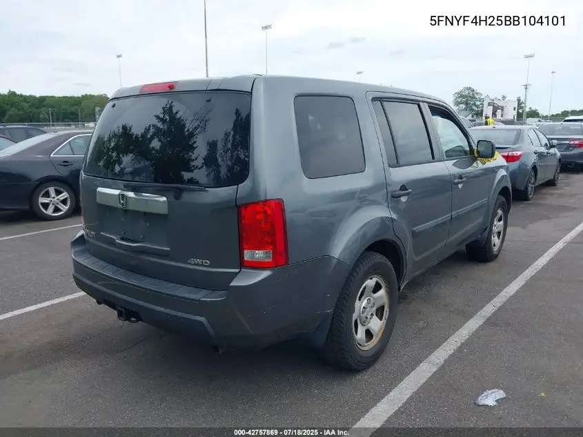 2011 Honda Pilot Lx VIN: 5FNYF4H25BB104101 Lot: 42757869