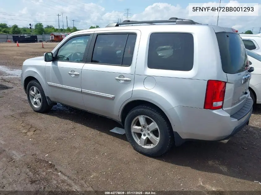 2011 Honda Pilot Ex-L VIN: 5FNYF4H72BB001293 Lot: 42776839