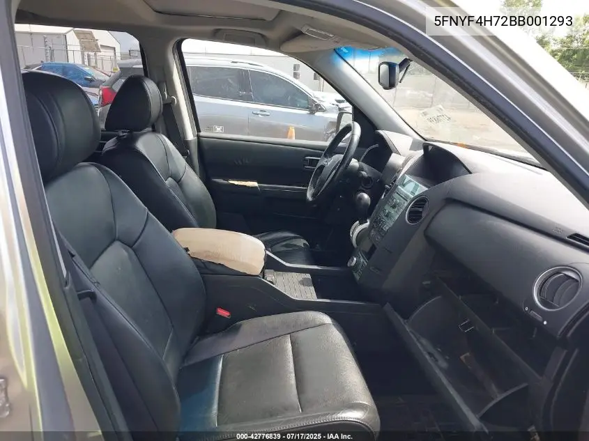 2011 Honda Pilot Ex-L VIN: 5FNYF4H72BB001293 Lot: 42776839