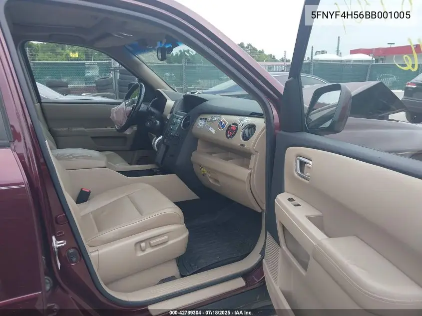 2011 Honda Pilot Ex-L VIN: 5FNYF4H56BB001005 Lot: 42789304
