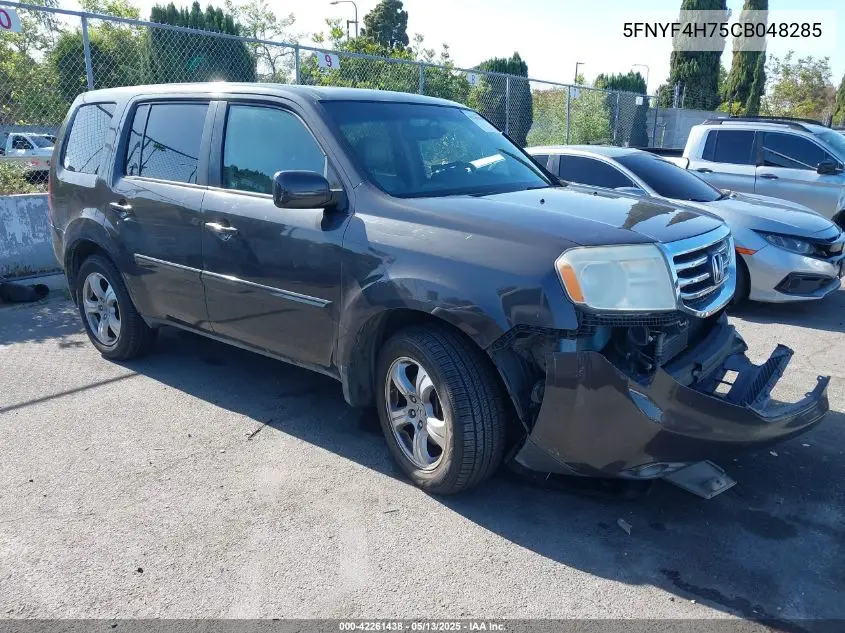 2012 Honda Pilot Ex-L VIN: 5FNYF4H75CB048285 Lot: 42261438