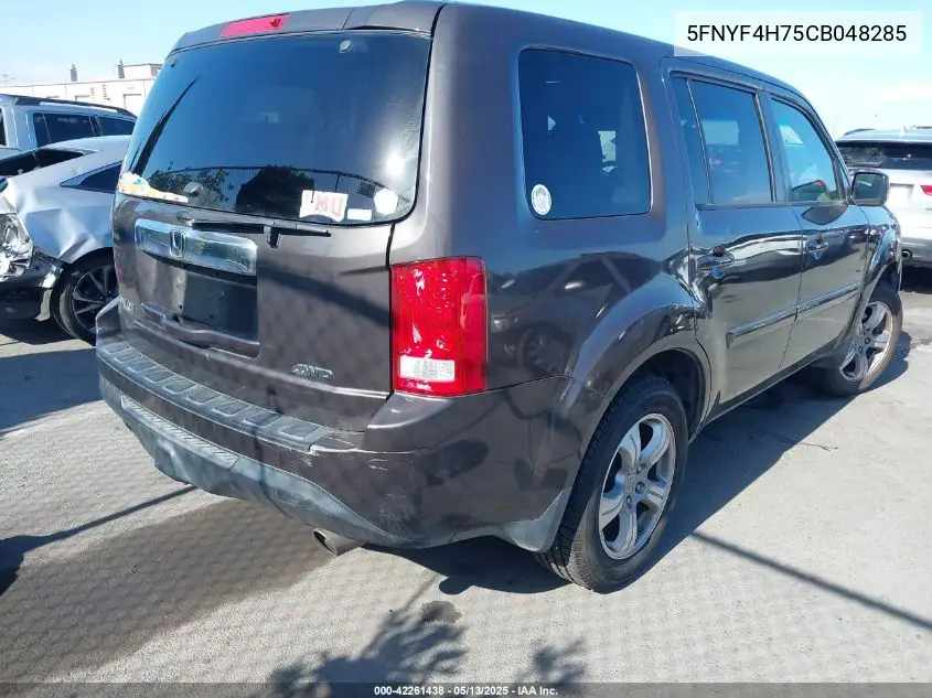 2012 Honda Pilot Ex-L VIN: 5FNYF4H75CB048285 Lot: 42261438