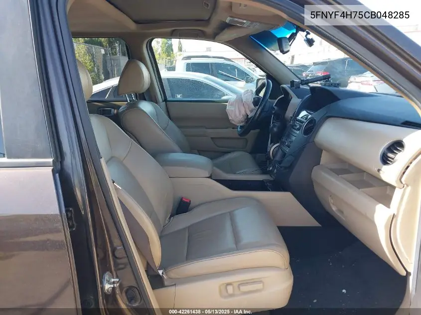 2012 Honda Pilot Ex-L VIN: 5FNYF4H75CB048285 Lot: 42261438