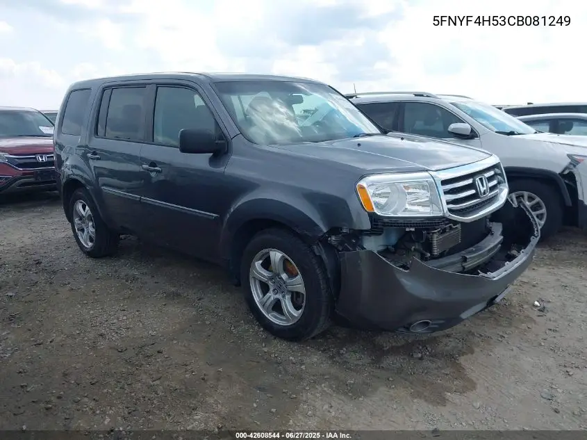 2012 Honda Pilot Ex-L VIN: 5FNYF4H53CB081249 Lot: 42608544