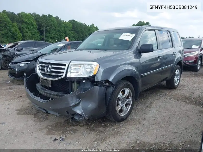 2012 Honda Pilot Ex-L VIN: 5FNYF4H53CB081249 Lot: 42608544