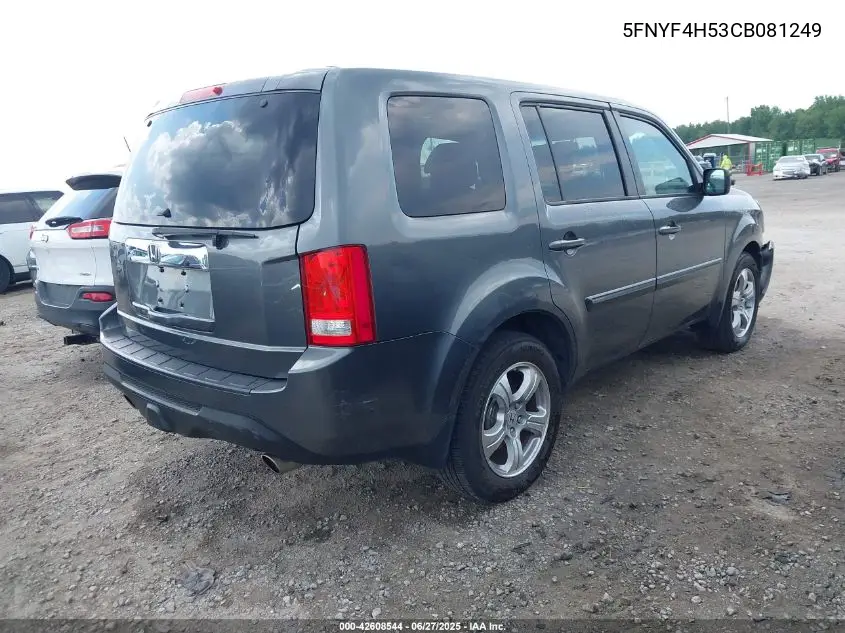 2012 Honda Pilot Ex-L VIN: 5FNYF4H53CB081249 Lot: 42608544