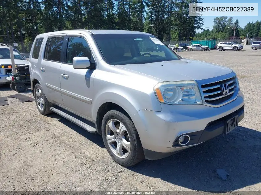 2012 Honda Pilot Ex-L VIN: 5FNYF4H52CB027389 Lot: 42625509