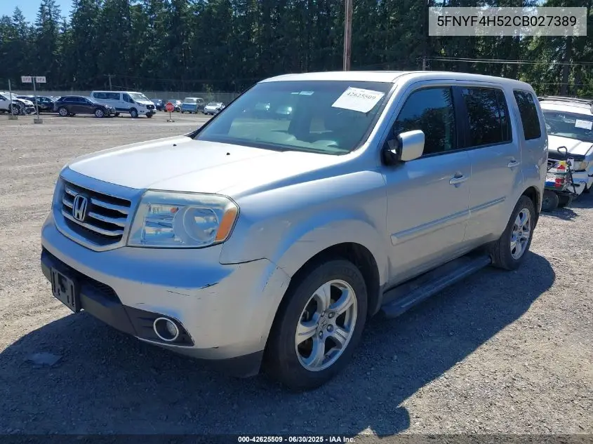 2012 Honda Pilot Ex-L VIN: 5FNYF4H52CB027389 Lot: 42625509