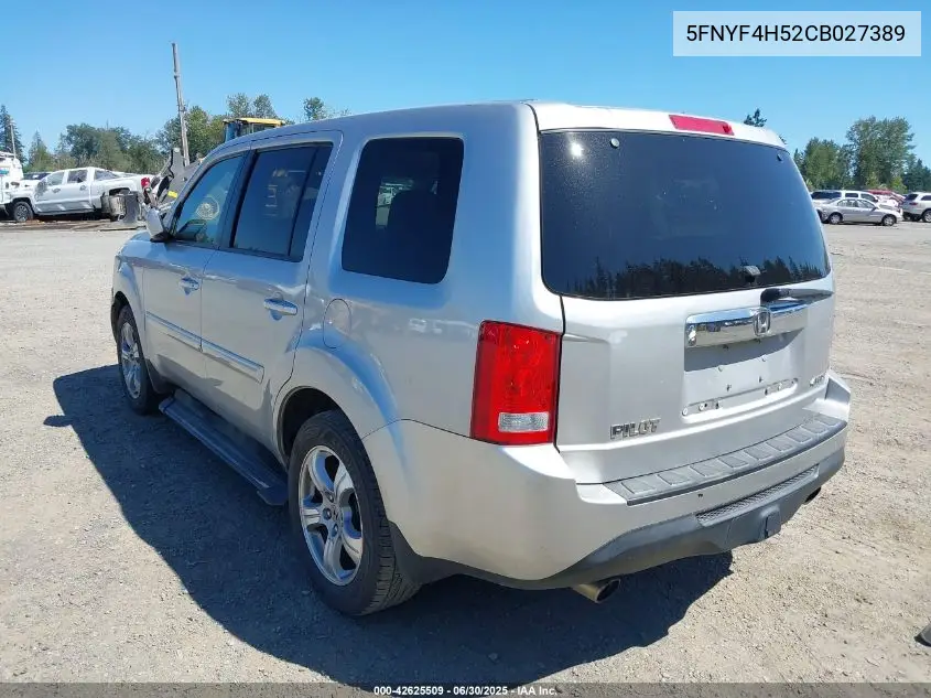 2012 Honda Pilot Ex-L VIN: 5FNYF4H52CB027389 Lot: 42625509