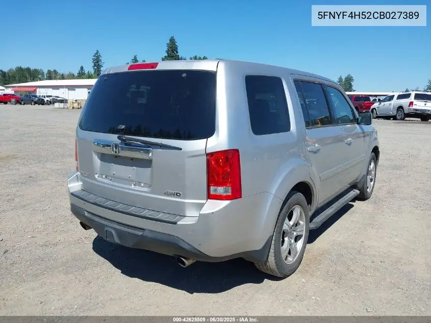 2012 Honda Pilot Ex-L VIN: 5FNYF4H52CB027389 Lot: 42625509