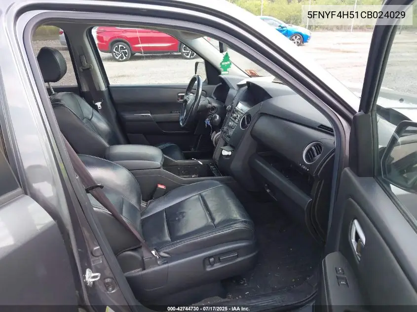 2012 Honda Pilot Ex-L VIN: 5FNYF4H51CB024029 Lot: 42744730