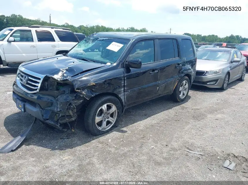 2012 Honda Pilot Ex-L VIN: 5FNYF4H70CB065320 Lot: 42747405