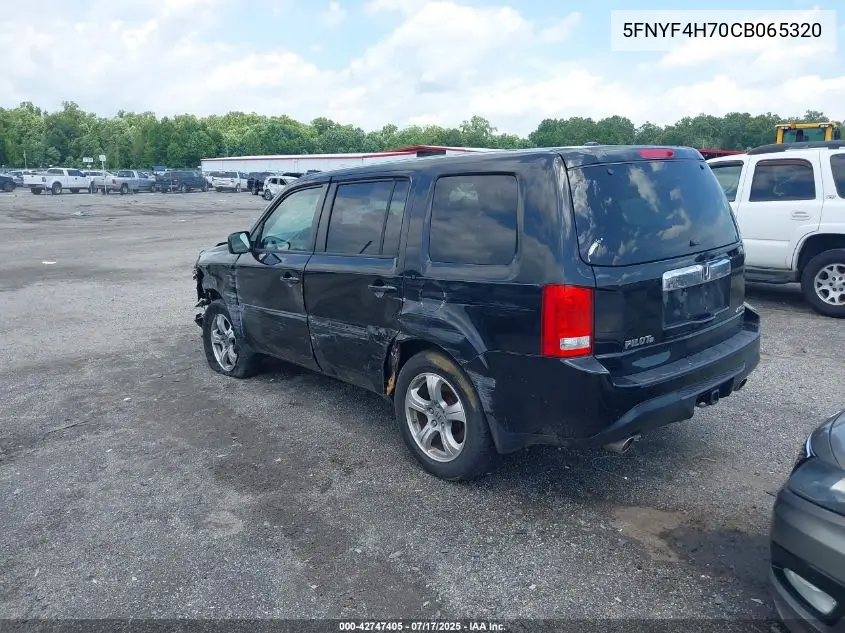 2012 Honda Pilot Ex-L VIN: 5FNYF4H70CB065320 Lot: 42747405