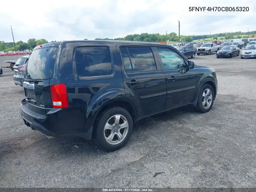 2012 Honda Pilot Ex-L VIN: 5FNYF4H70CB065320 Lot: 42747405