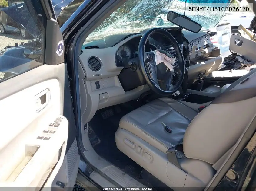 2012 Honda Pilot Exl VIN: 5FNYF4H51CB026170 Lot: 42747693