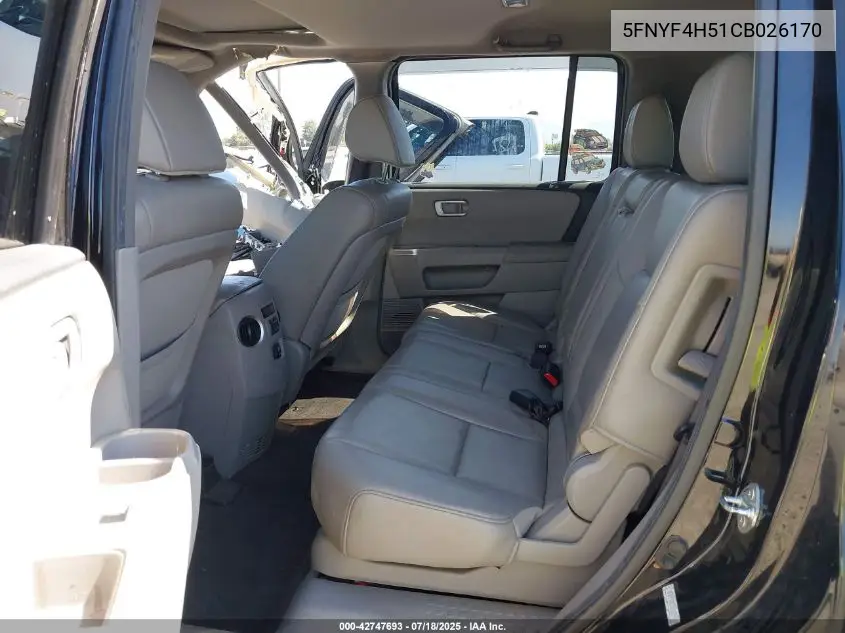 2012 Honda Pilot Exl VIN: 5FNYF4H51CB026170 Lot: 42747693