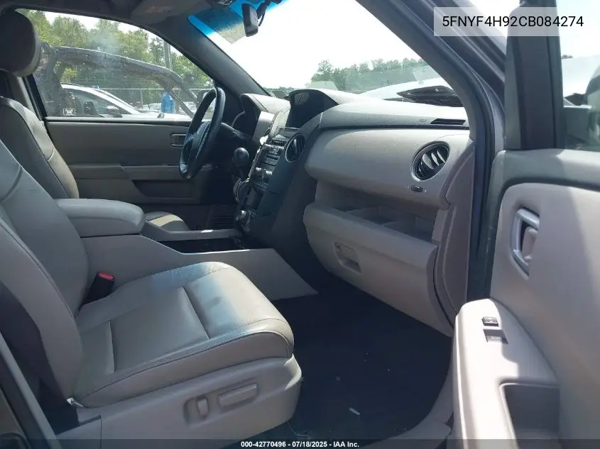 2012 Honda Pilot Touring VIN: 5FNYF4H92CB084274 Lot: 42770496