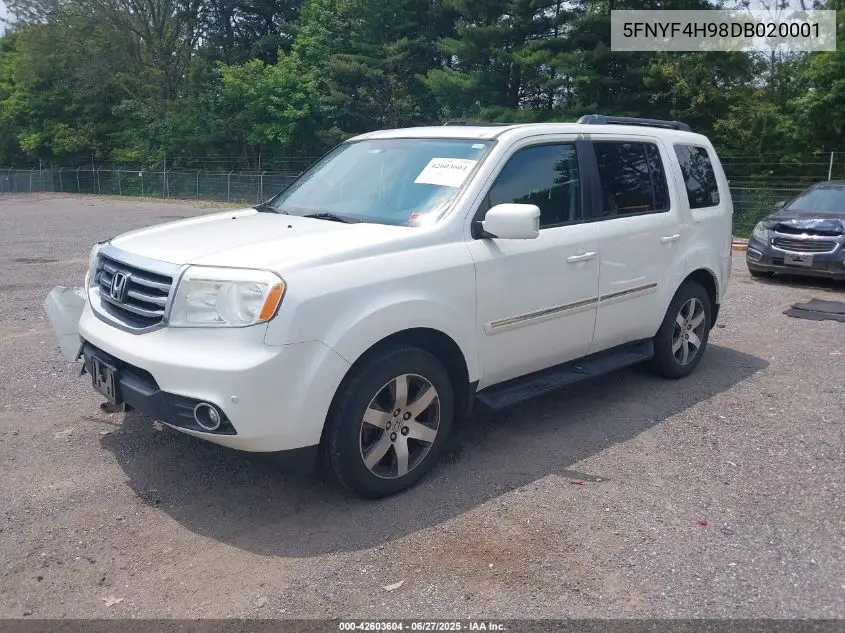 2013 Honda Pilot Touring VIN: 5FNYF4H98DB020001 Lot: 42603604