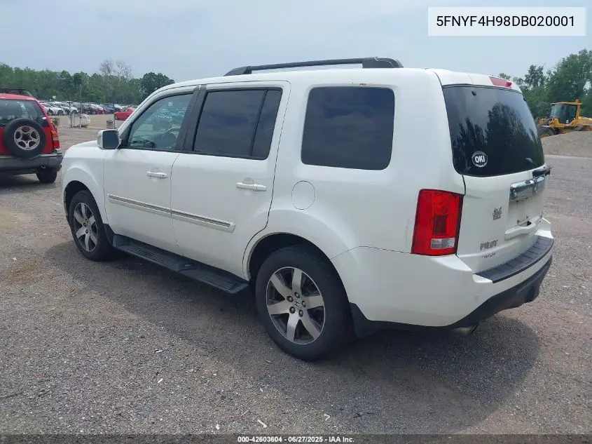 2013 Honda Pilot Touring VIN: 5FNYF4H98DB020001 Lot: 42603604