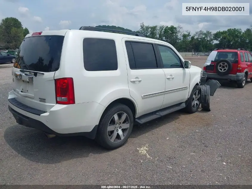 2013 Honda Pilot Touring VIN: 5FNYF4H98DB020001 Lot: 42603604