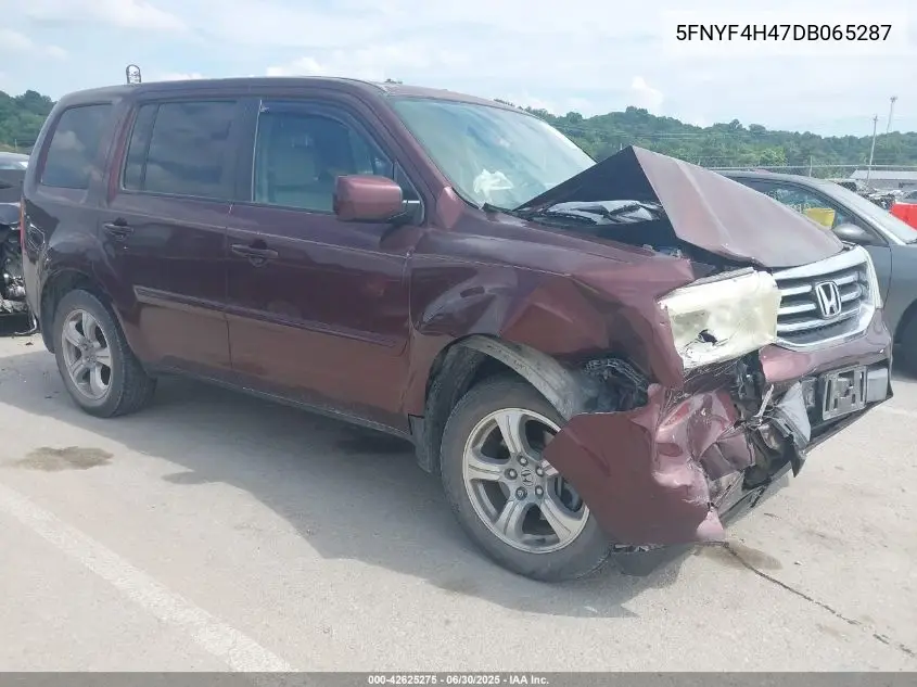 2013 Honda Pilot Ex VIN: 5FNYF4H47DB065287 Lot: 42625275