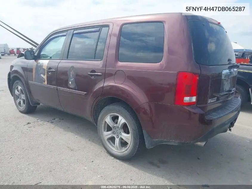 2013 Honda Pilot Ex VIN: 5FNYF4H47DB065287 Lot: 42625275