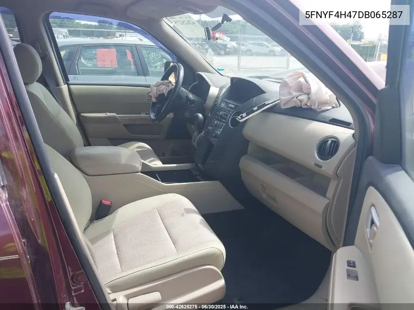 2013 Honda Pilot Ex VIN: 5FNYF4H47DB065287 Lot: 42625275