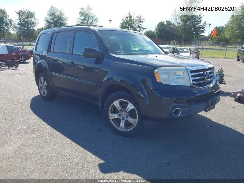 2013 Honda Pilot Ex VIN: 5FNYF4H42DB025201 Lot: 42759374
